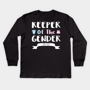 Keeper Of The Gender Gift, Cute Gender Reveal Party Idea Tee Kids Long Sleeve T-Shirt